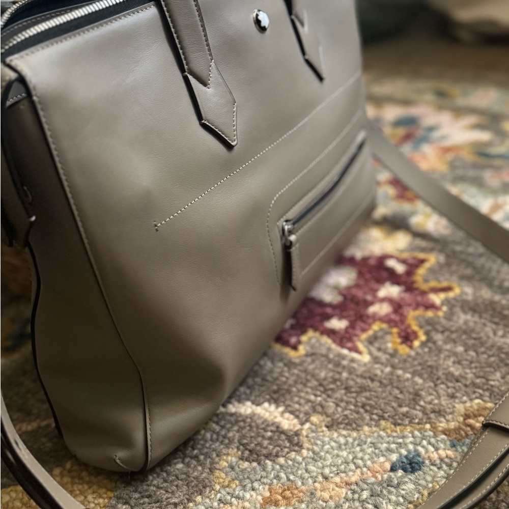 Montblanc Taupe Leather Laptop Bag